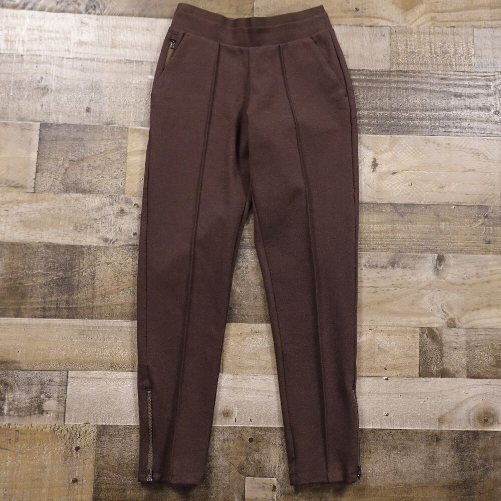Athleta Venice Heathered Pintuck Pant women's XXSP Dark Brown Heather